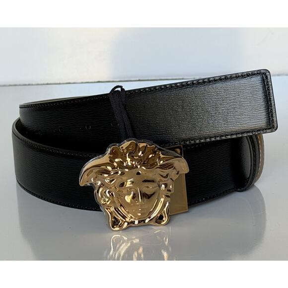 Versace Medusa-Buckle Reversible Leather Black/Brown Belt 90  display picture 3